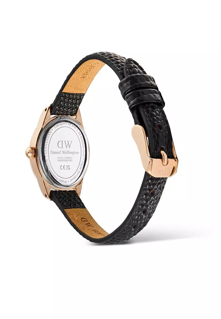 Ophelia Mini Black Lizard White Guilloché Rose Gold - Women Watch Stainless Steel Leather Strap watch DW Official Authentic Original jam tanggan perempuan DW jam tangan