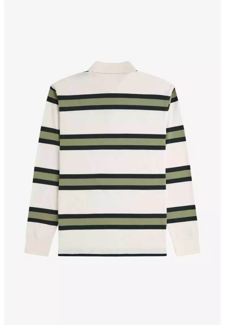 Fred Perry M9849 Jersey Stripe Polo Shirt (Light Ecru)