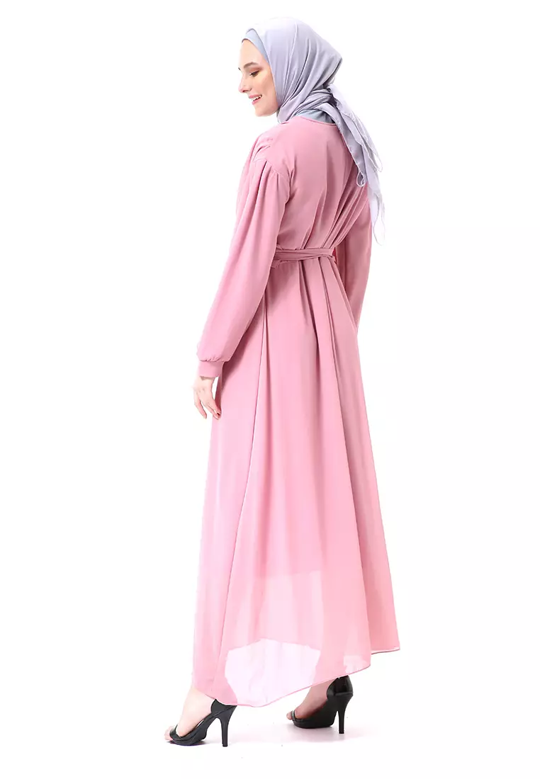 Alika Gamis Dress Long Sleeve Wanita Muslimah High Quality Premium - Dusty