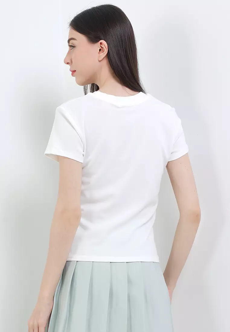 S/S T Shirt W/ Ruffled Bow Patch
