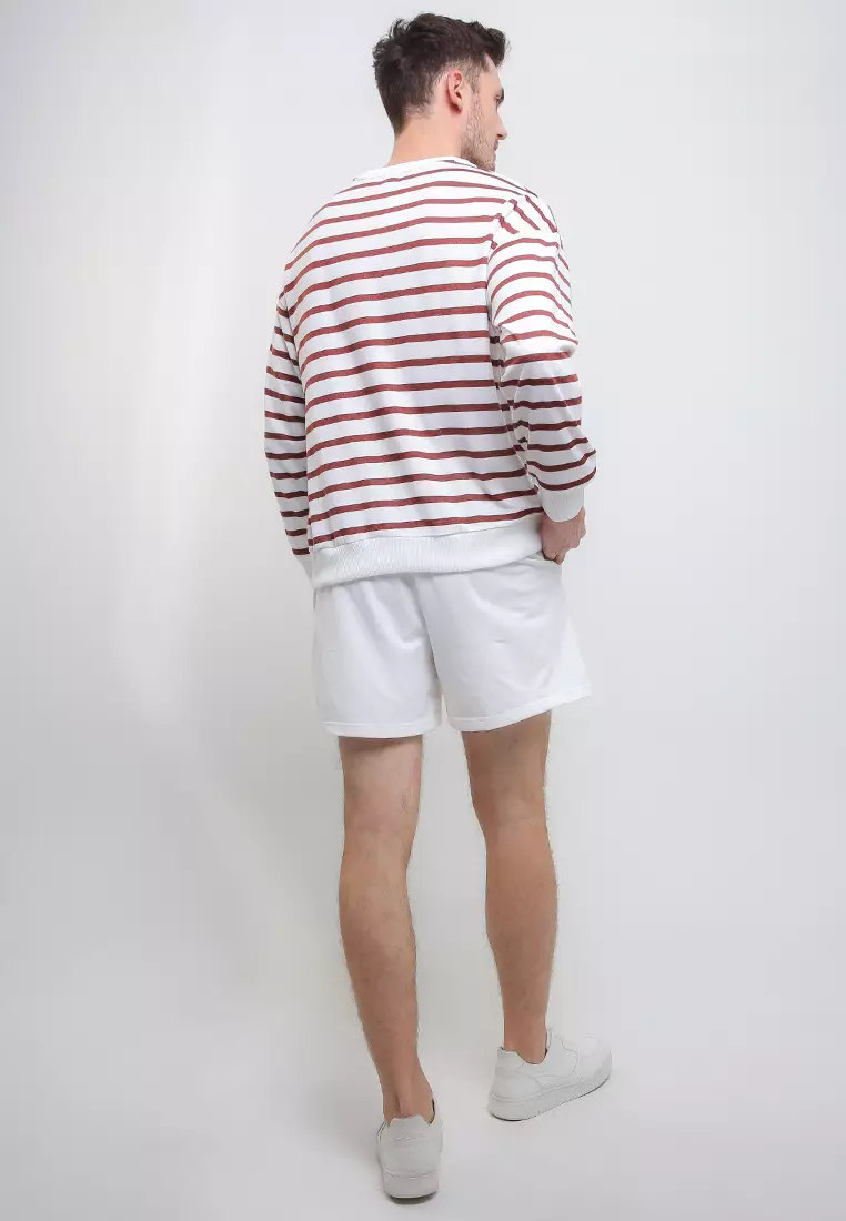Sweater Lengan Panjang Stripe Short Pants Set