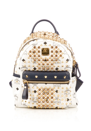 Buy Mcm Preloved White Stark Mini Swarovski Studded Backpack Online Zalora Malaysia