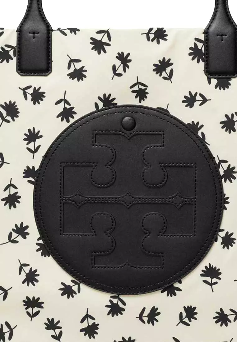 ToryBurch ★ Ella Printed Tote - Black Scatter Daisy TORY BURCH Ella Black Scatter Daisy Printed Tote Bag 160932