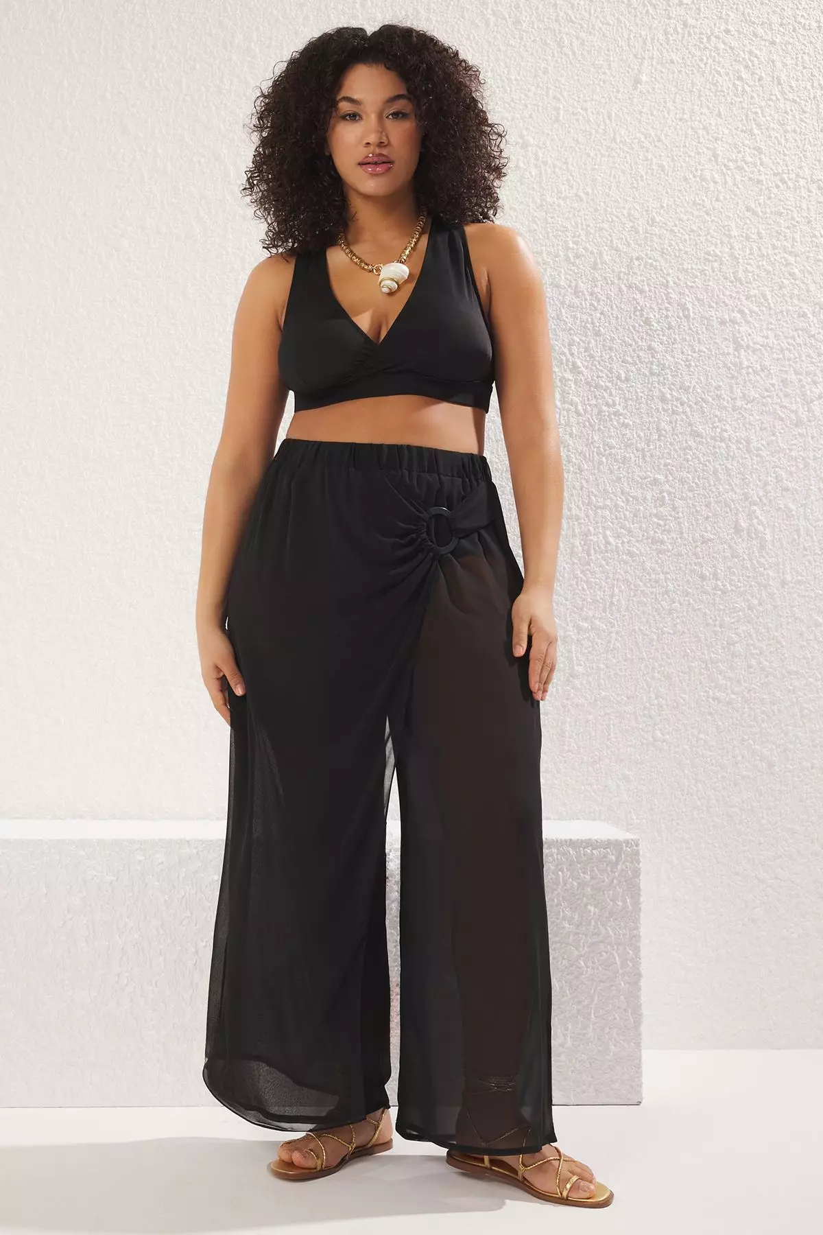 Accessory Detail Transparent Beachwear Trousers