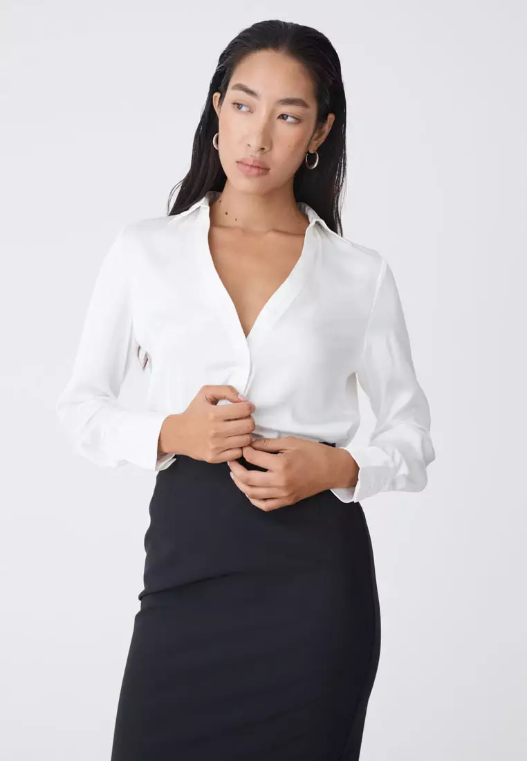Lila V-Neck Satin Blouse