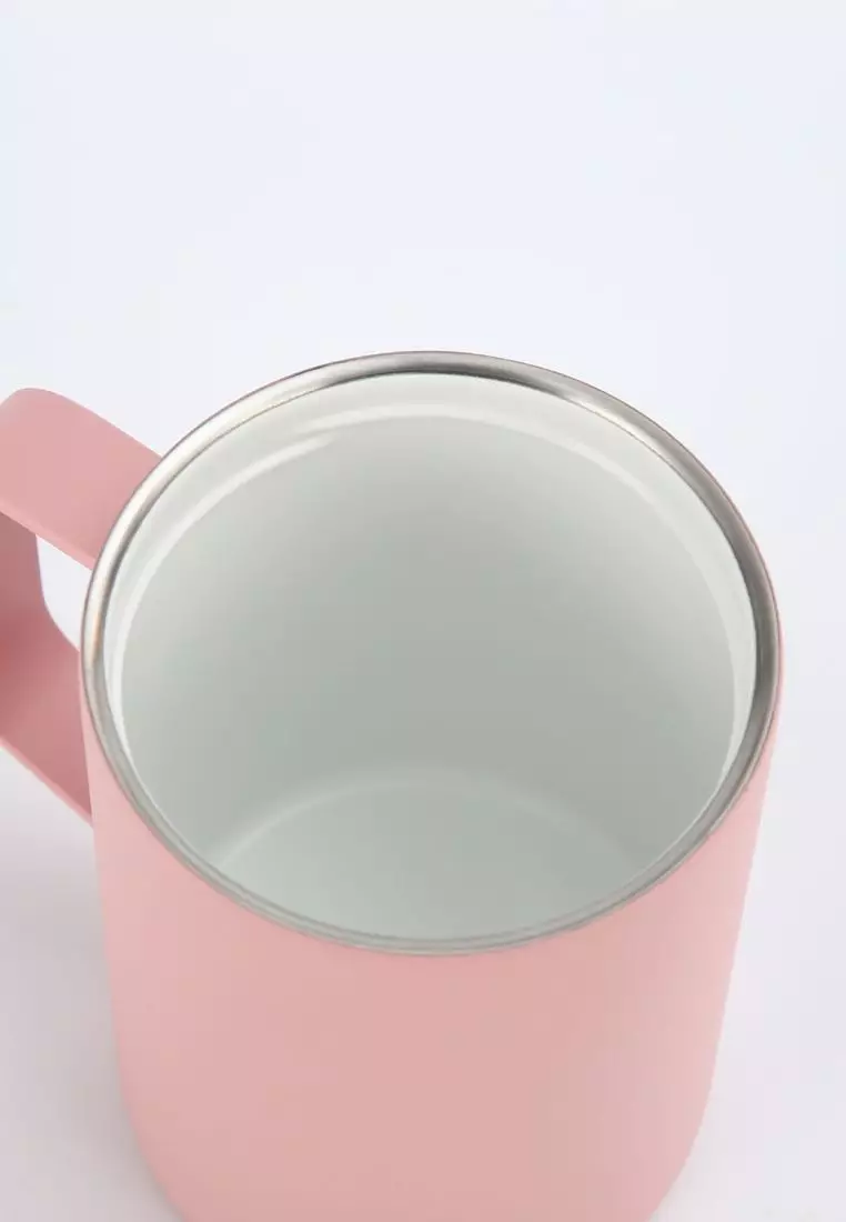 Crossing Neo Insulated S/S Leakproof Ceramic Mug W Handle And Lid 400ml - Dusty Rose (Pink)
