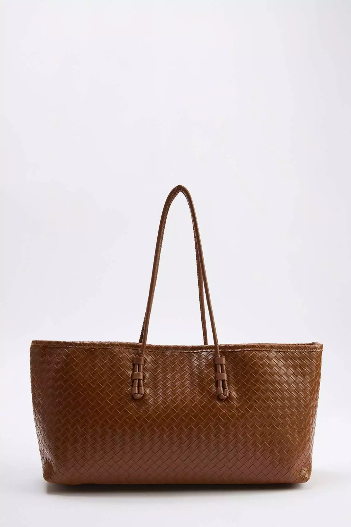 Tile Brown Knitted Detailed Women'S Midi Shoulder Bag Takss26Oc00025