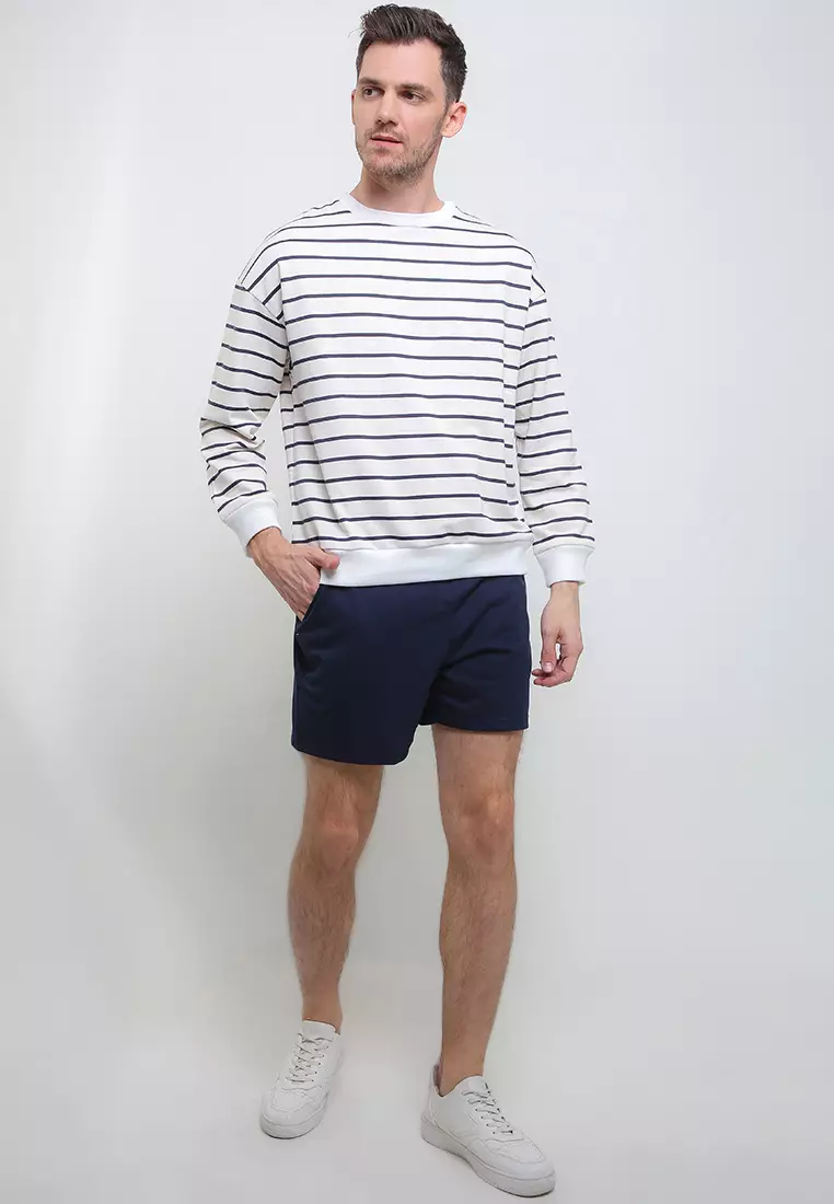 Sweater Lengan Panjang Stripe Short Pants Set