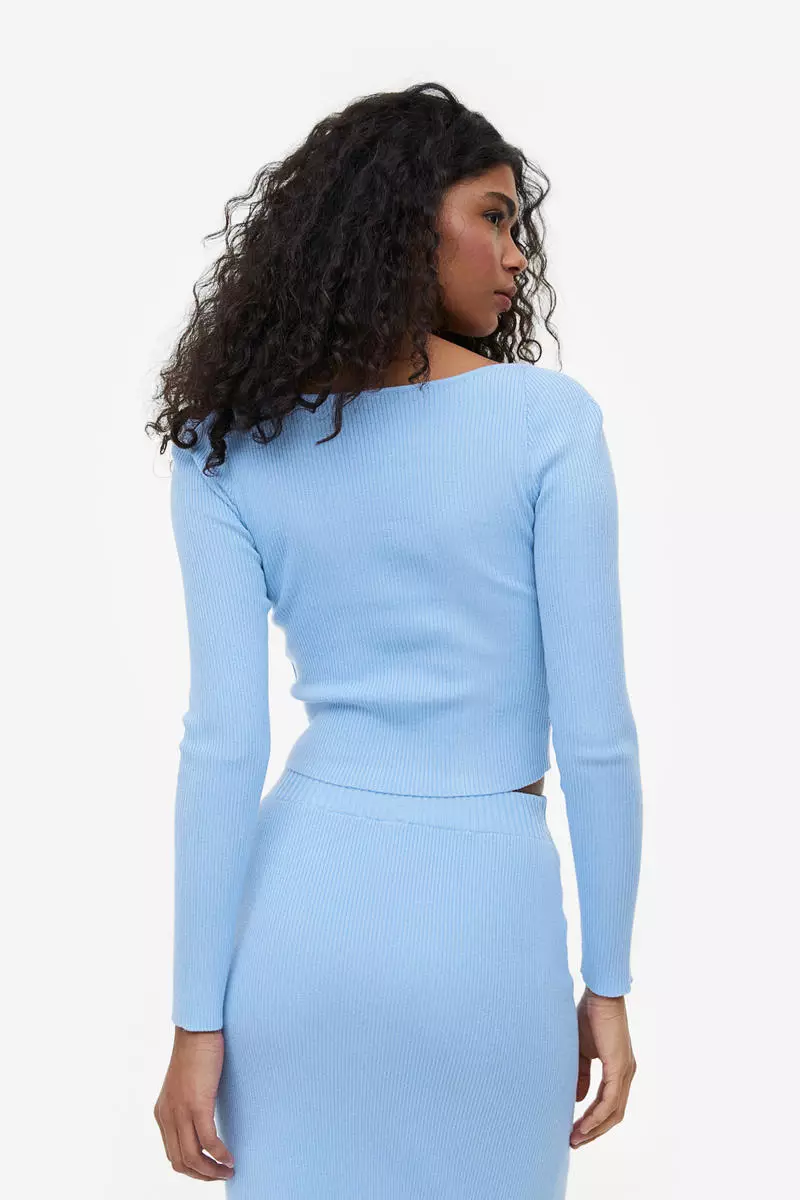 Bustier-look rib-knit top