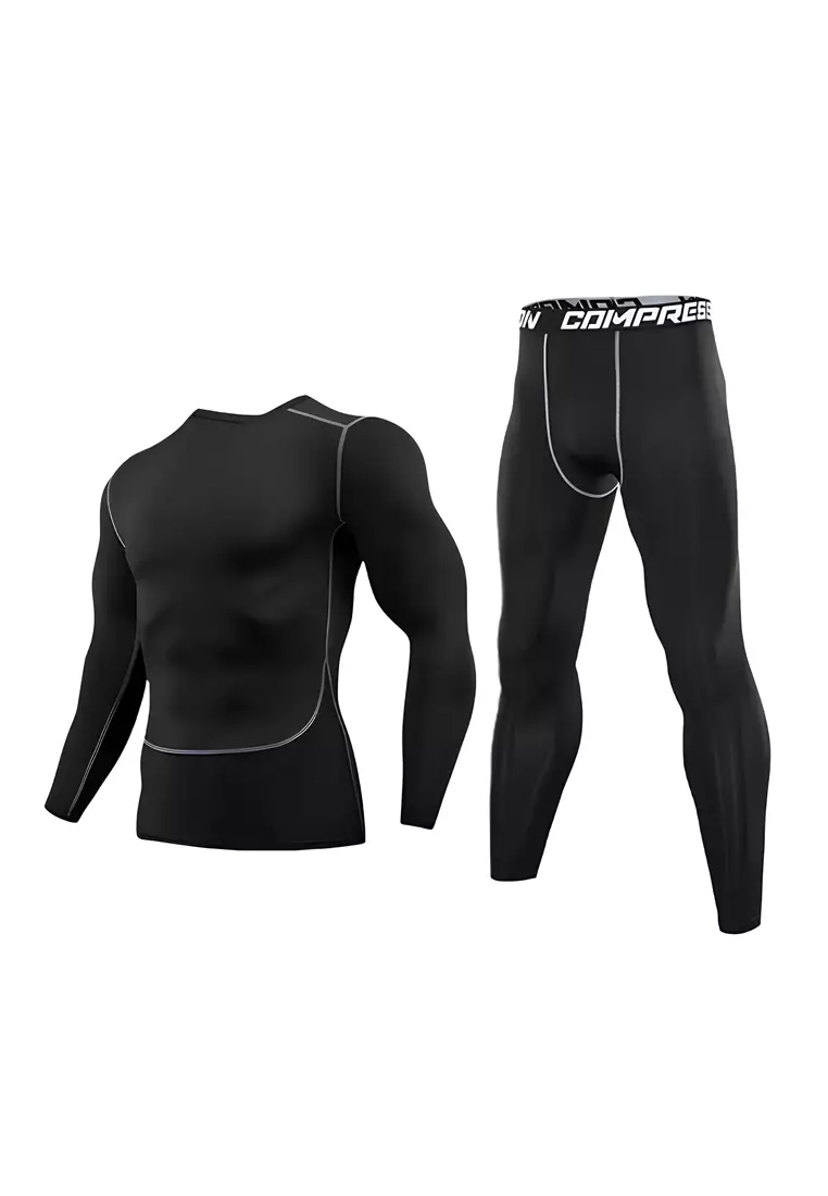 Zean Kaus Celana Pria Long John Tracksuit Workout Quick Dry Sporty Material Polyester ORIGINAL - Black