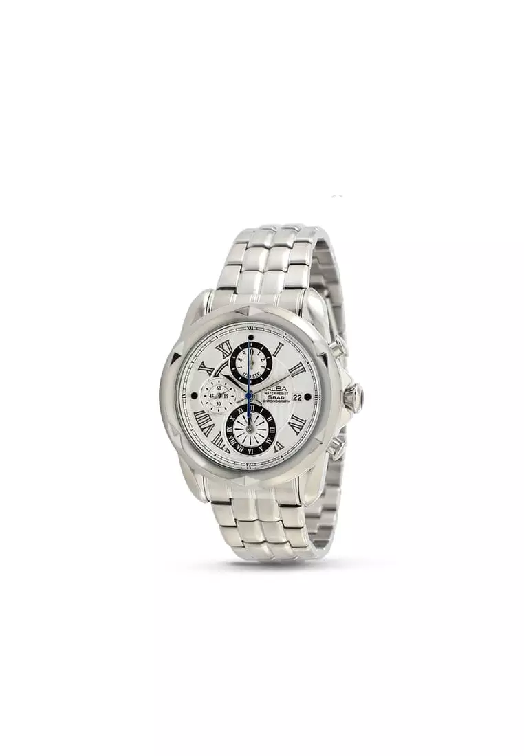 Jam Tangan Alba Chronograph AF8P13 Strap Stainless Steel Silver