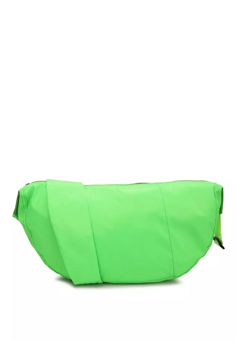 Nylon Hobo Bag With Adjustable Straps in Shiny Green