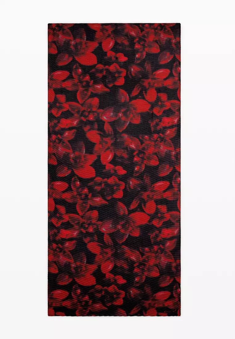 Rectangular floral scarf