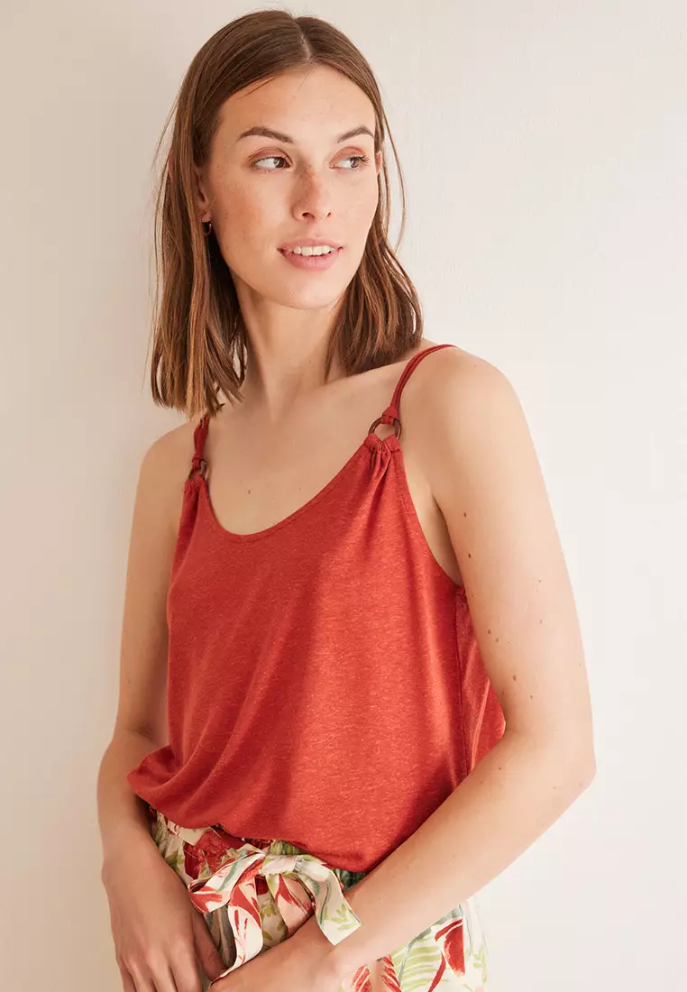 Orange Linen Vest Top