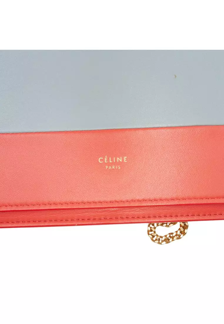 Pre-Loved Celine Leather Frame Wallet On Chain