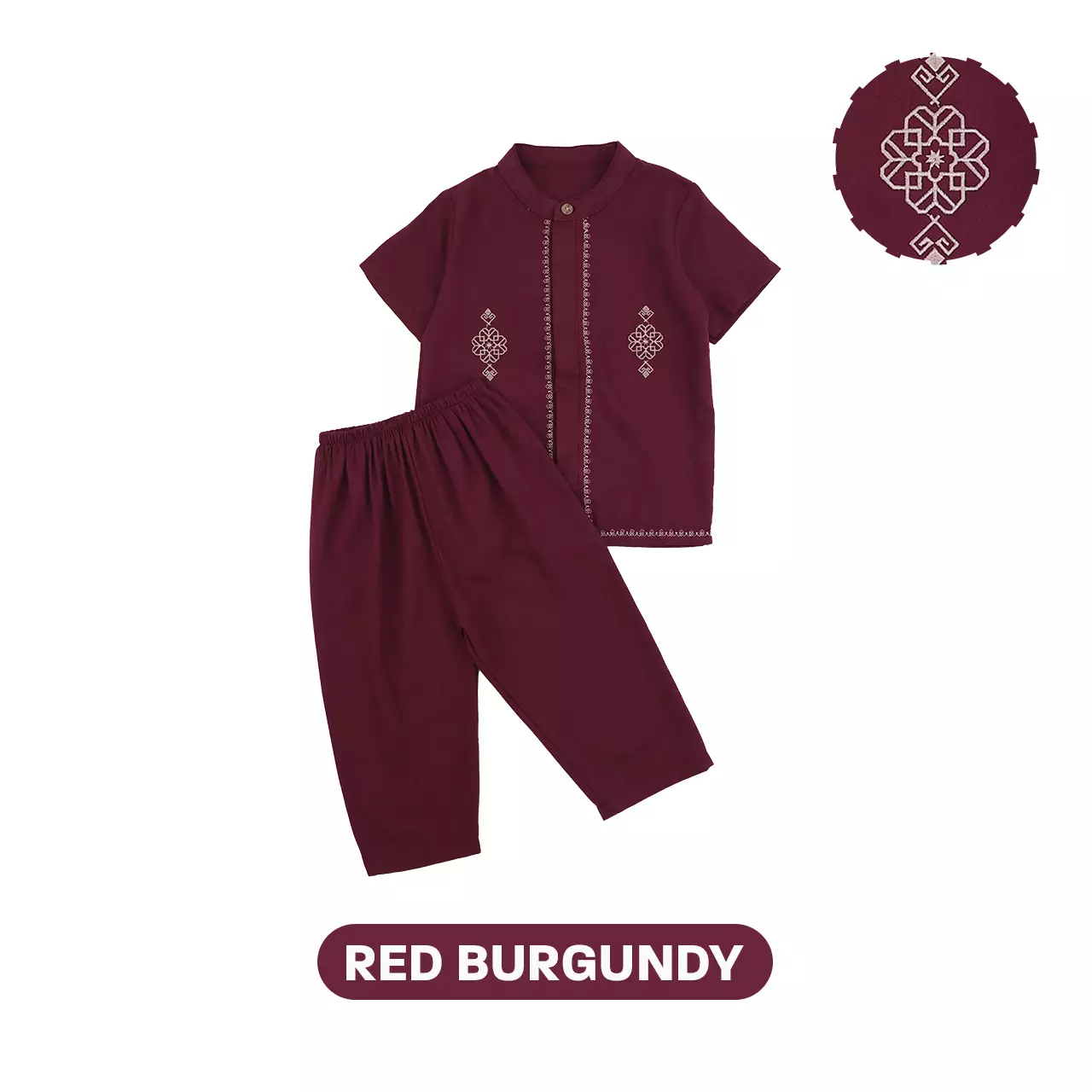 Mooi Arham Koko Set Setelan Koko Anak Raya Collection Basic Series 2026 - Red Burgundy