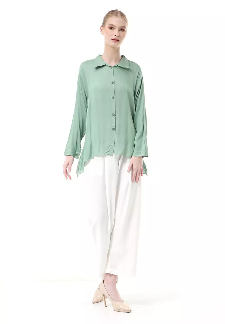 Ayudia Shirt Long Sleeve Atasan Wanita Premium Quality - Matcha
