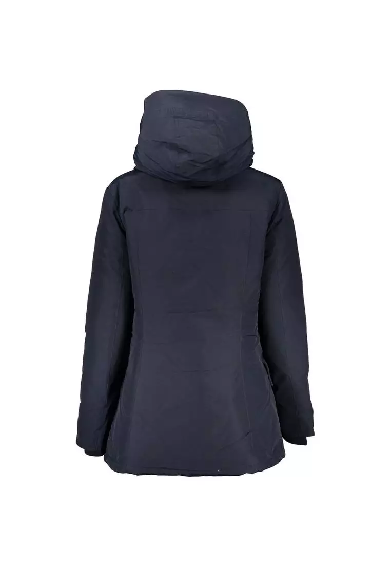 Long Hooded Jacket with Zip Details