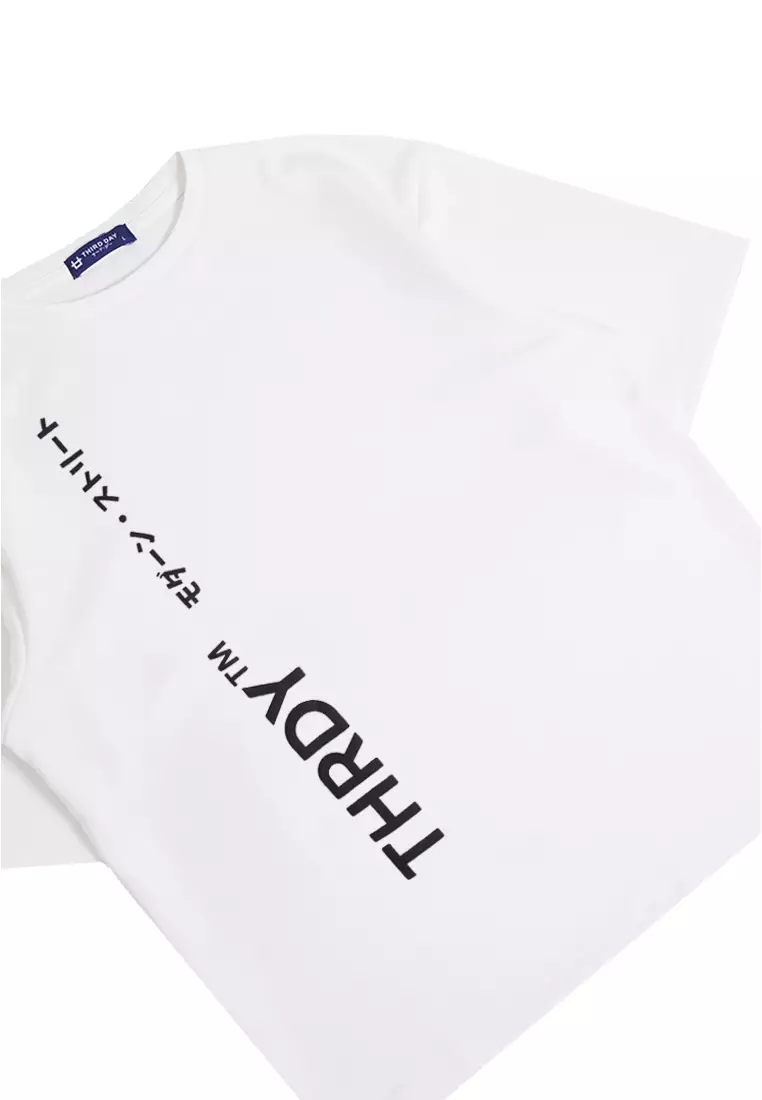 MTK38 Kaos Oversize Distro Pria Thirdday THRDY Tm Vertikal Putih