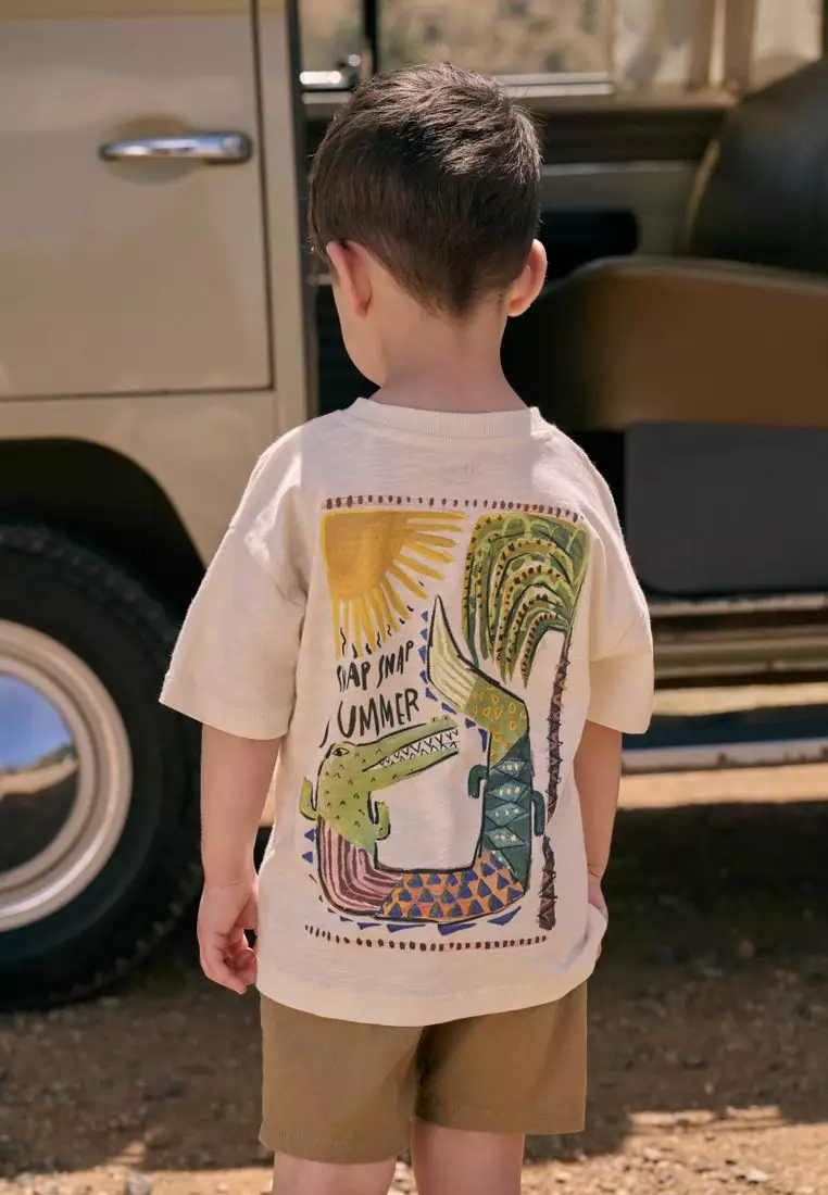 Short Sleeve Back Print 100% Cotton T-Shirt