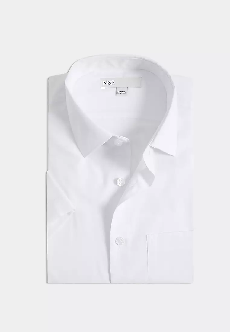 Regular Fit Cotton Blend Short Sleeve Shirt