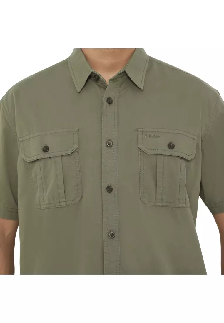 POLICE Kemeja Polos Cotton Kantong Dua Regular Fit Pria