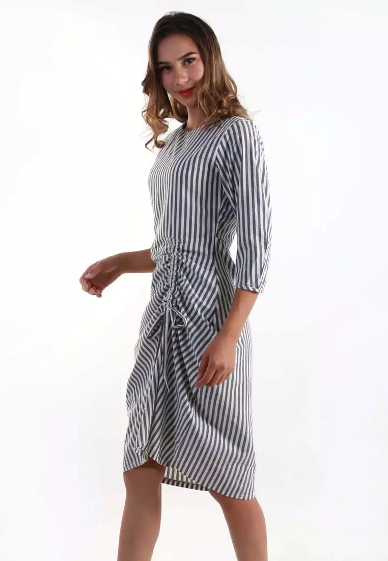 Shaved Stripe Midi Dress