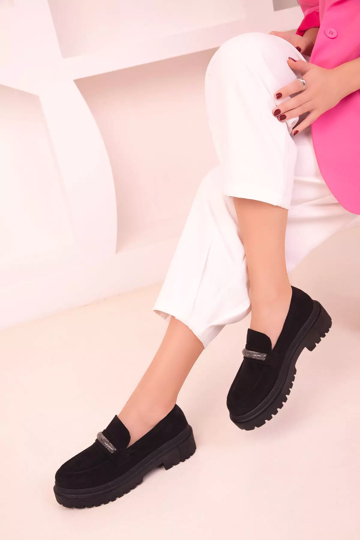 Embellished Twisted Metal Loafers