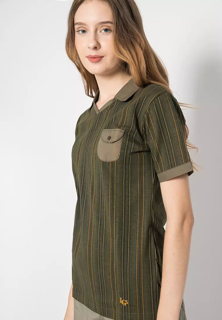 LGS - Kaos Casual Wanita -Model Kerah - Hijau - LLTS.520.HD001A.033.7C