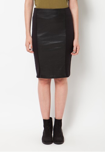 Vertical Leather Black Skirt