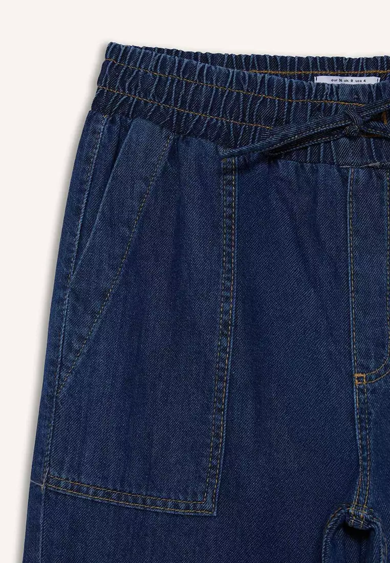Pull on Carrot Fit High Waist Crop Fit Soft Jean Pants E0956Ax25Sm