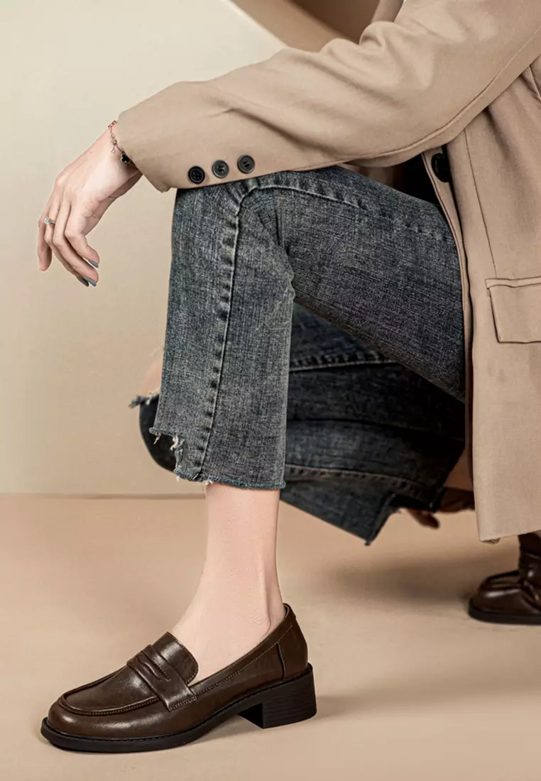 Round Toe Classic Leather Loafer TE912-2