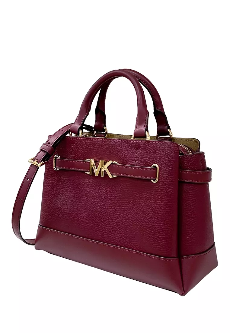 Mercer small logo debossed pebbled clearance leather belted satchel