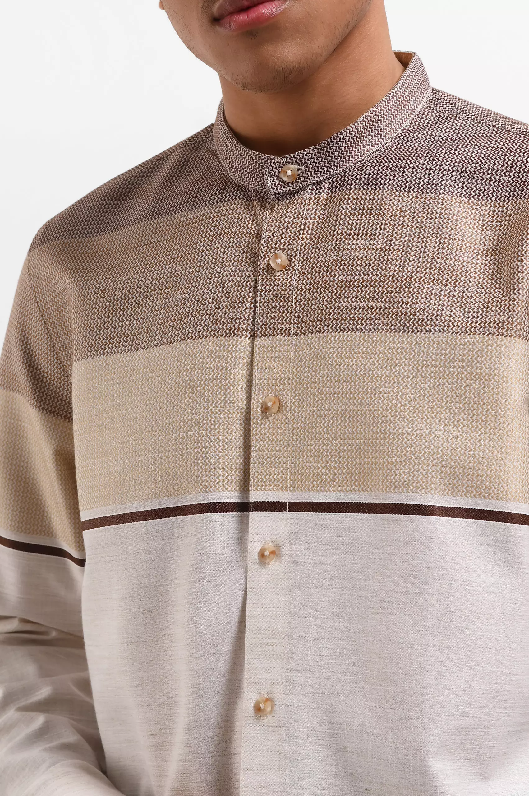 MANZONE Kemeja Koko Lengan Panjang Pria GHAZI - KHAKI