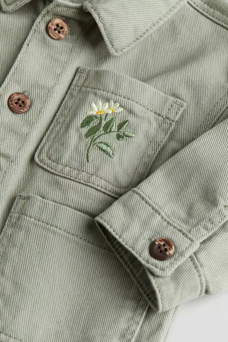 Embroidered-motif shacket