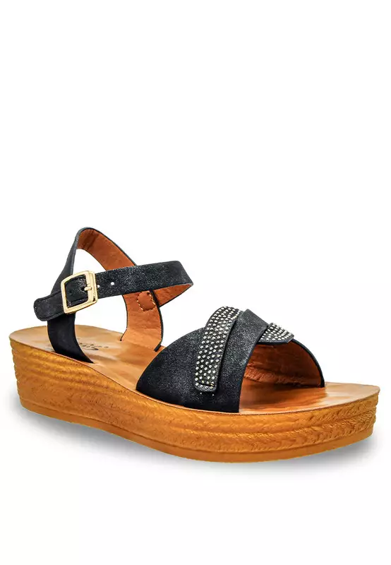 Sling Back Faux Leather Strap Casual Sandals