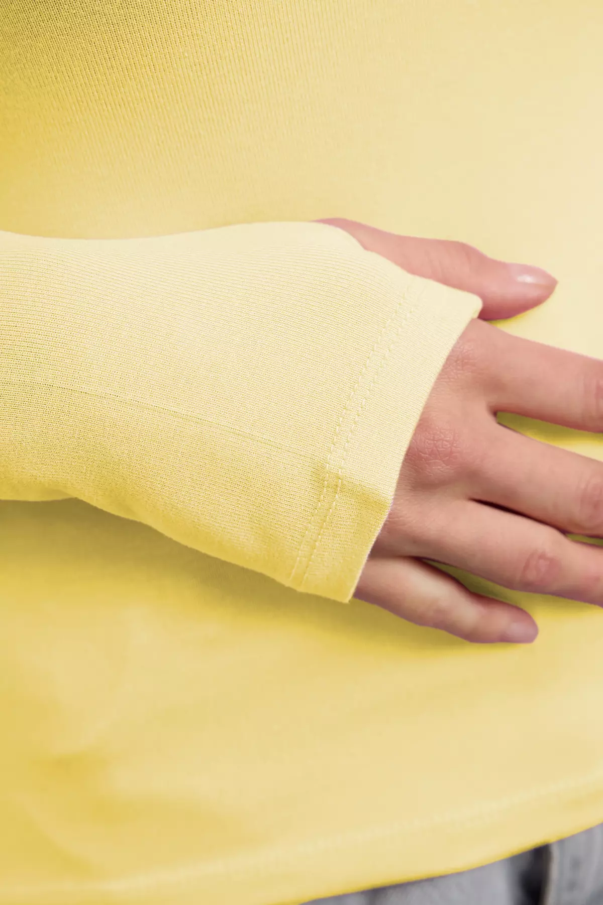 Yellow Viscose/Soft Fabric Finger-Touch Detailed Flexible Knitted Blouse Twoaw25Bz00014