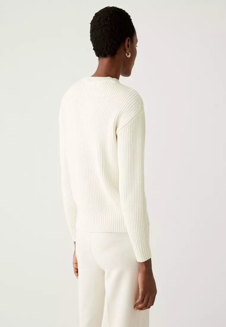 Cotton Rich Ribbed Crew Neck Jumper