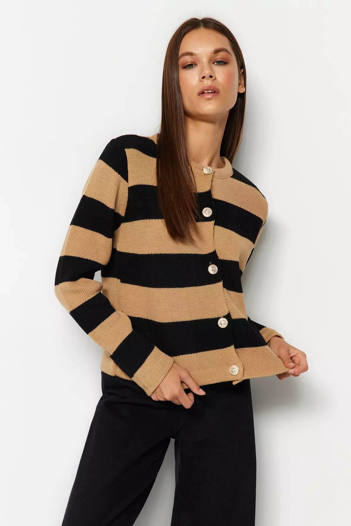 Striped Basic Knitwear Cardigan