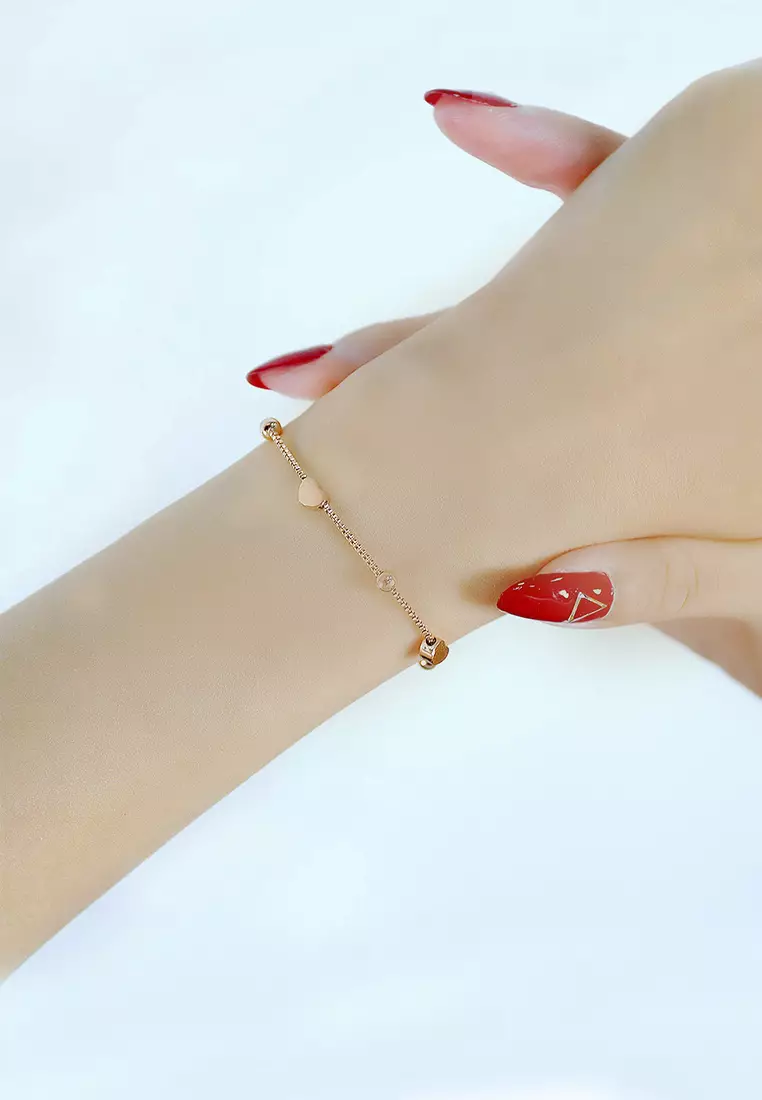 Lovett Dainty Heart Pendant Bracelet in Rose Gold