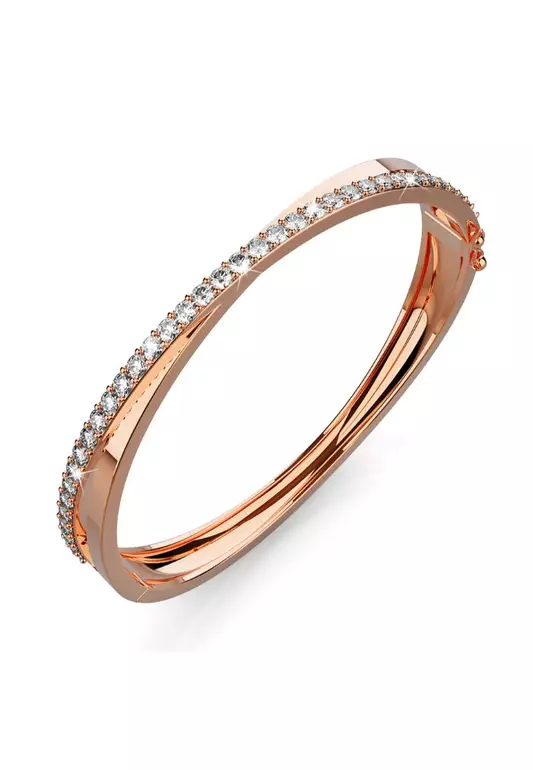 Perfection Bangle Embellished with SWAROVSKI® crystals-Rose Gold/Clear