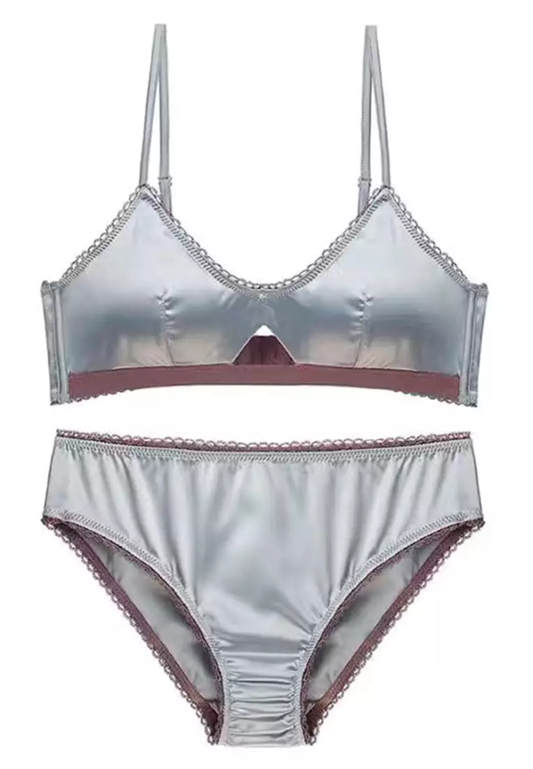 Soft satin triangle bralette cup in silver