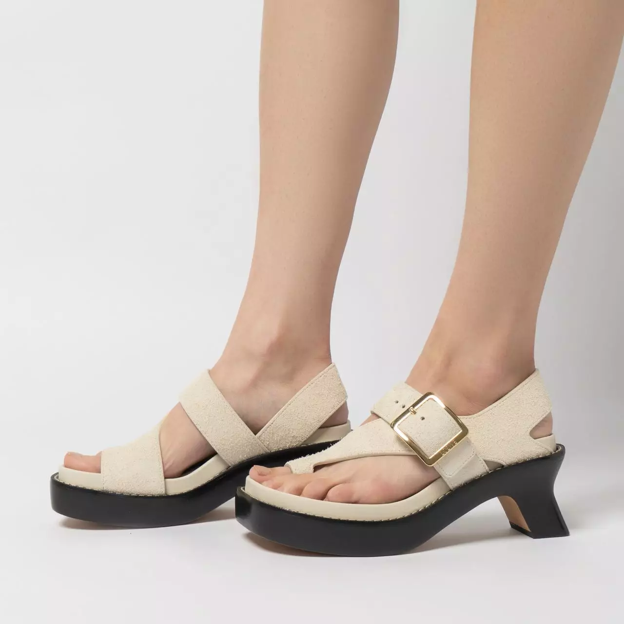 [12.12 Dealcember] Ease 90 Sandals Heels Brushed and Suede Leather Canvas