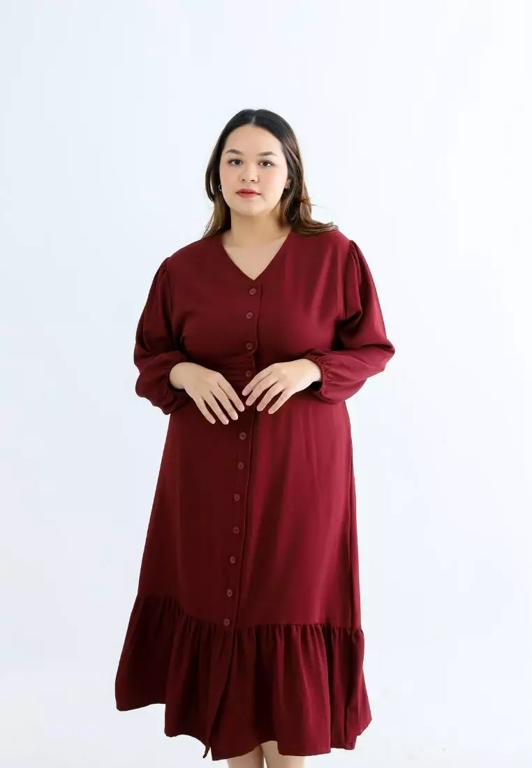 Plus Size Dress Magica Maroon