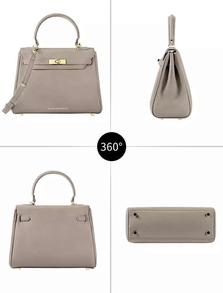 Victoria女士裸色顶柄手提包 带金色五金件