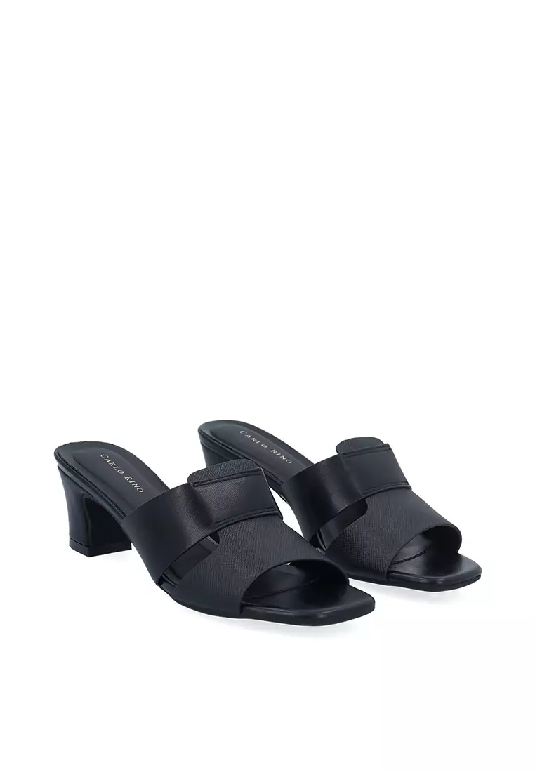 Black Everyday Step Heeled Sandals