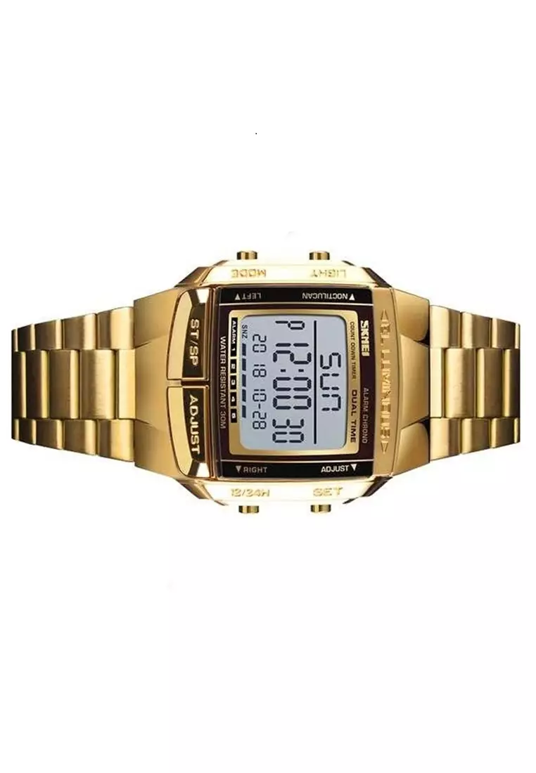 Jam Tangan Kasual Digital Pria Waterproof 30m Strap Tali Material Stainless Steel UU01 ORIGINAL