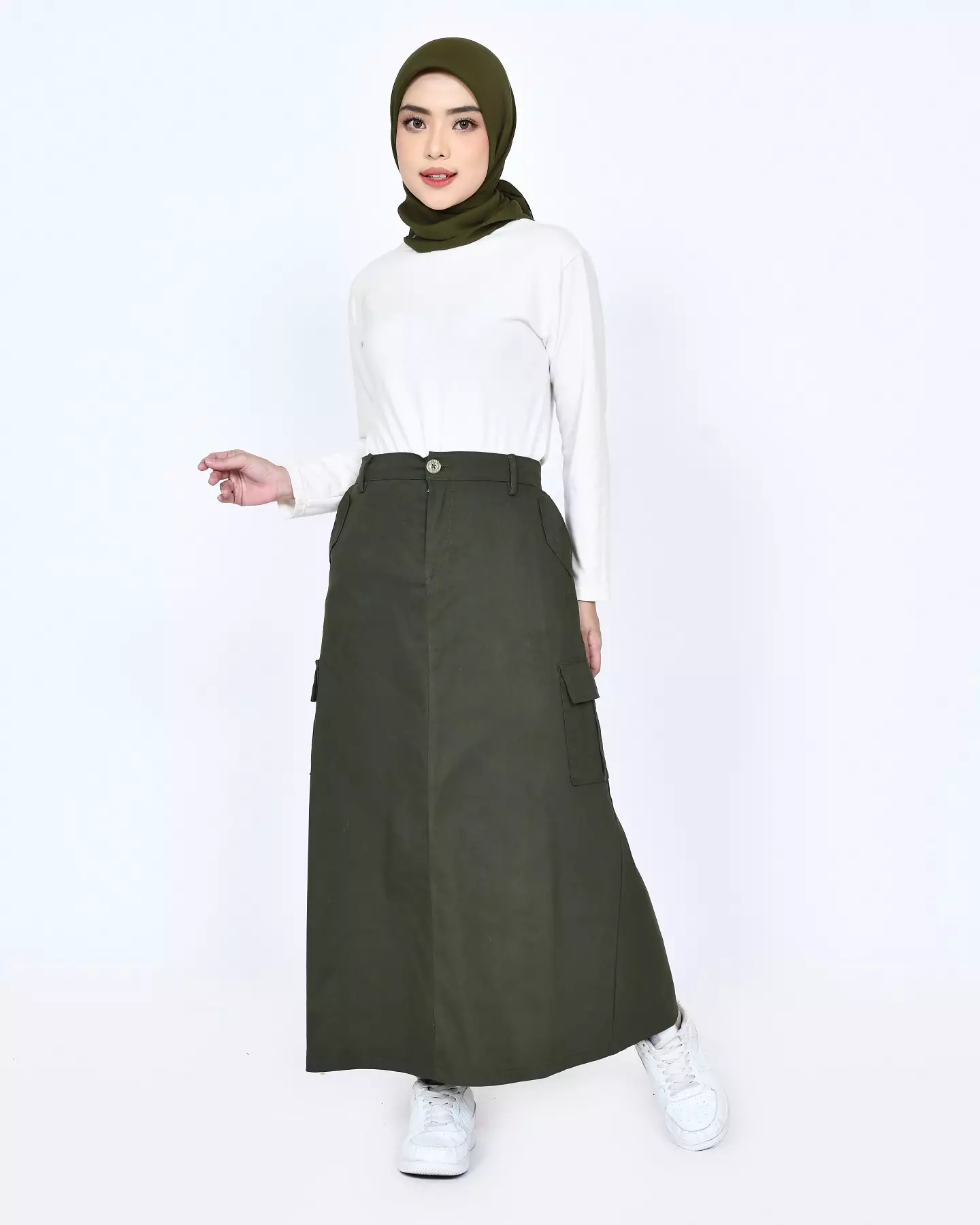 BUY 1 GET 1 FREE Cotton Cargo Skirt  [Olive - Cappucino]