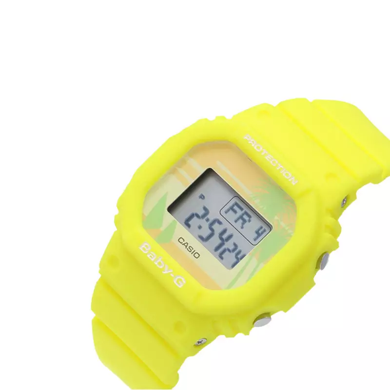 Jam Tangan Wanita Casio Baby-G BGD-560BC-9PR 80s Beach Colors Ladies Digital Dial Yellow Resin Band