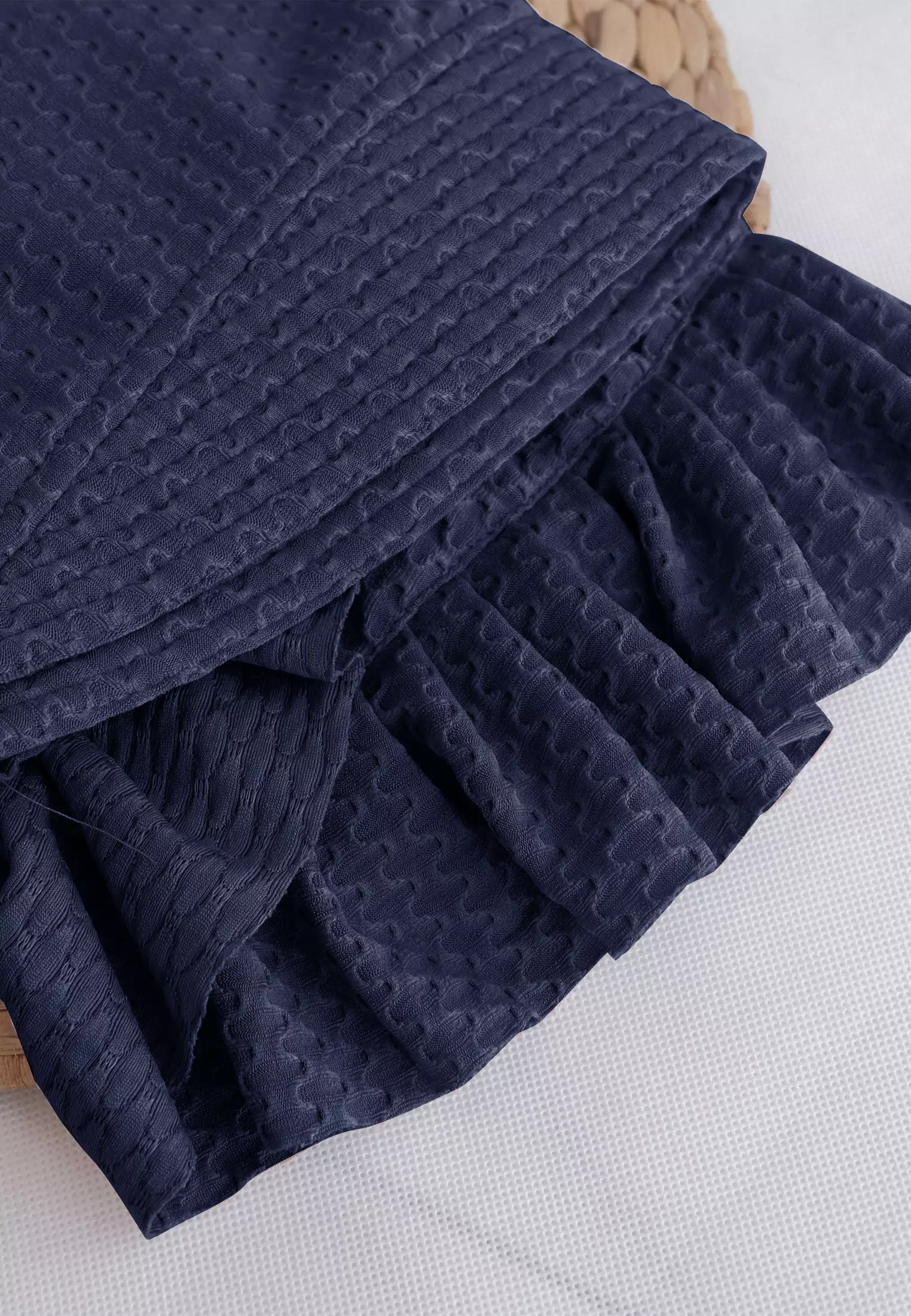 Cotton Bee - Sabeen Bergo Ruffle | Hijab Instan | Bergo Pad | Daily Hijab - Lake Navy